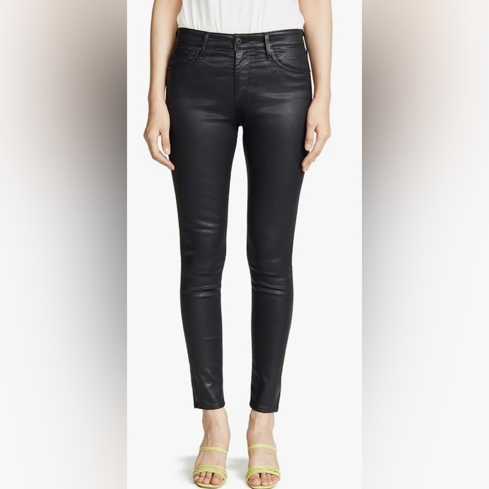 AG Adriano Goldschmied black coated super skinny pants, size 26
